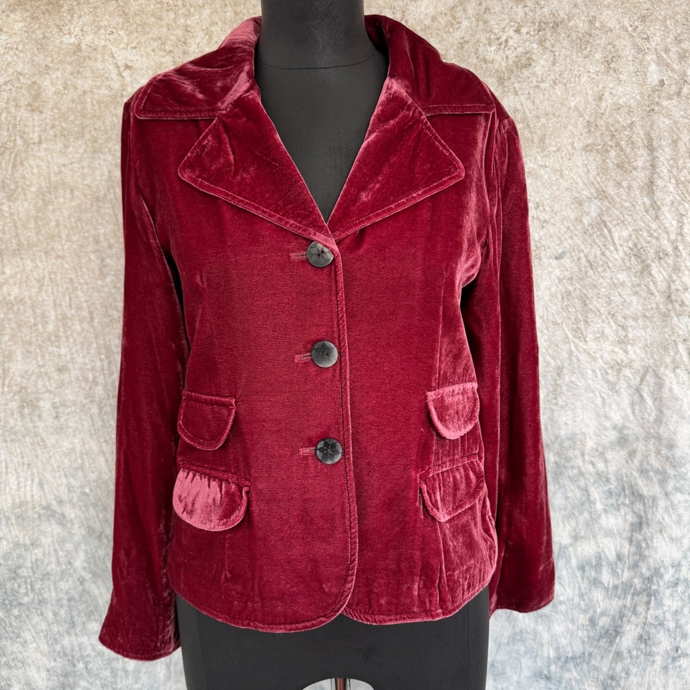 J. Jill Red Velvet Jacket - XXS Petite